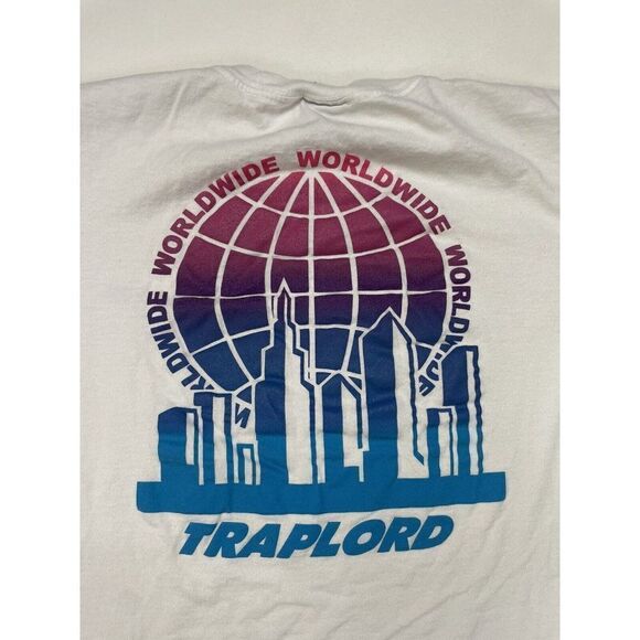 Traplord Worldwide Graphic T-shirt Women Small White Short Sleeve - Picture 2 of 6